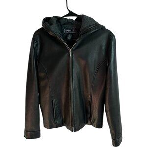Harolds Leather Wool Lined Zip Jacket with Hood